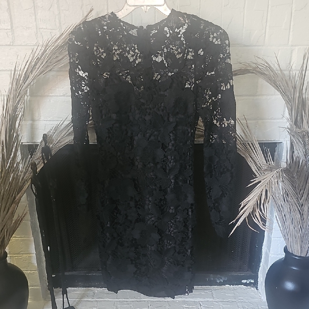 bebe Black Lace Midi Dress